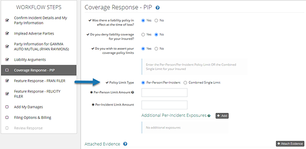 Screenshot of Coverage Response - PIP