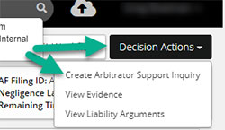 Image of the Decision Actions button