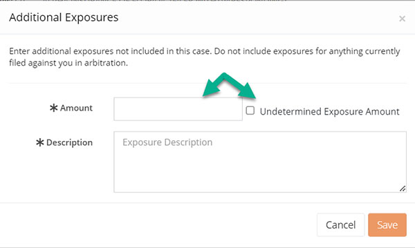 Screenshot of the Additional Exposures fields