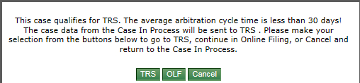 Image of the option to choose to submit a case to TRS