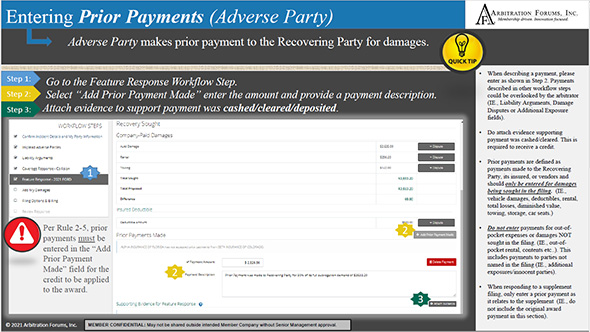 View for Entering Prior Payments