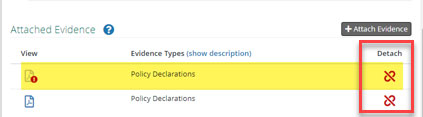 Screenshot of Attached Evidence section
