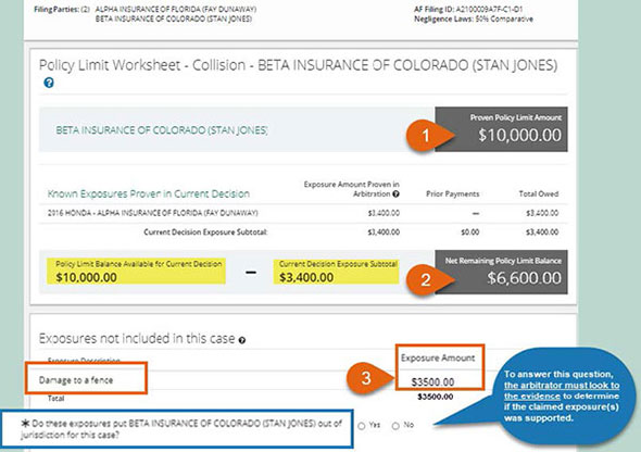 Screenshot of the Policy Limit Worksheet