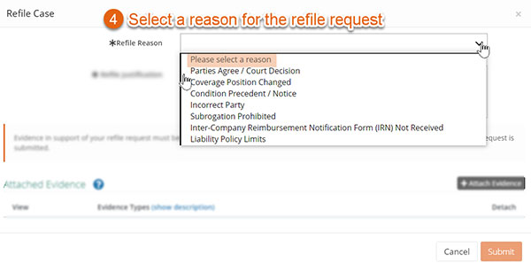 Screenshot of Step 4 to request a refile